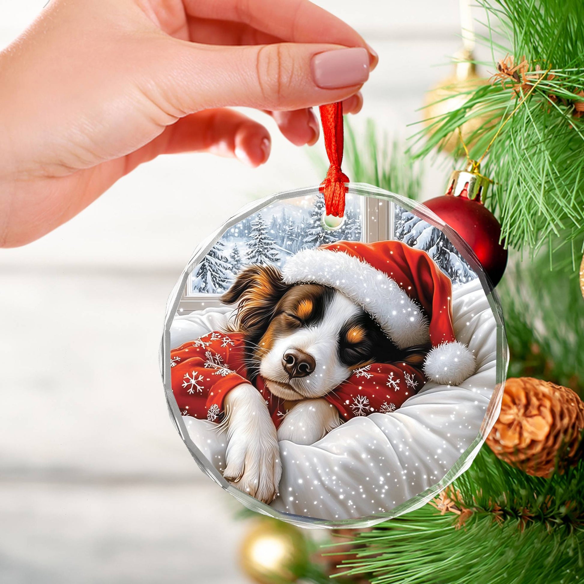 Border Collie Dog Sleeping In Bed Design 1