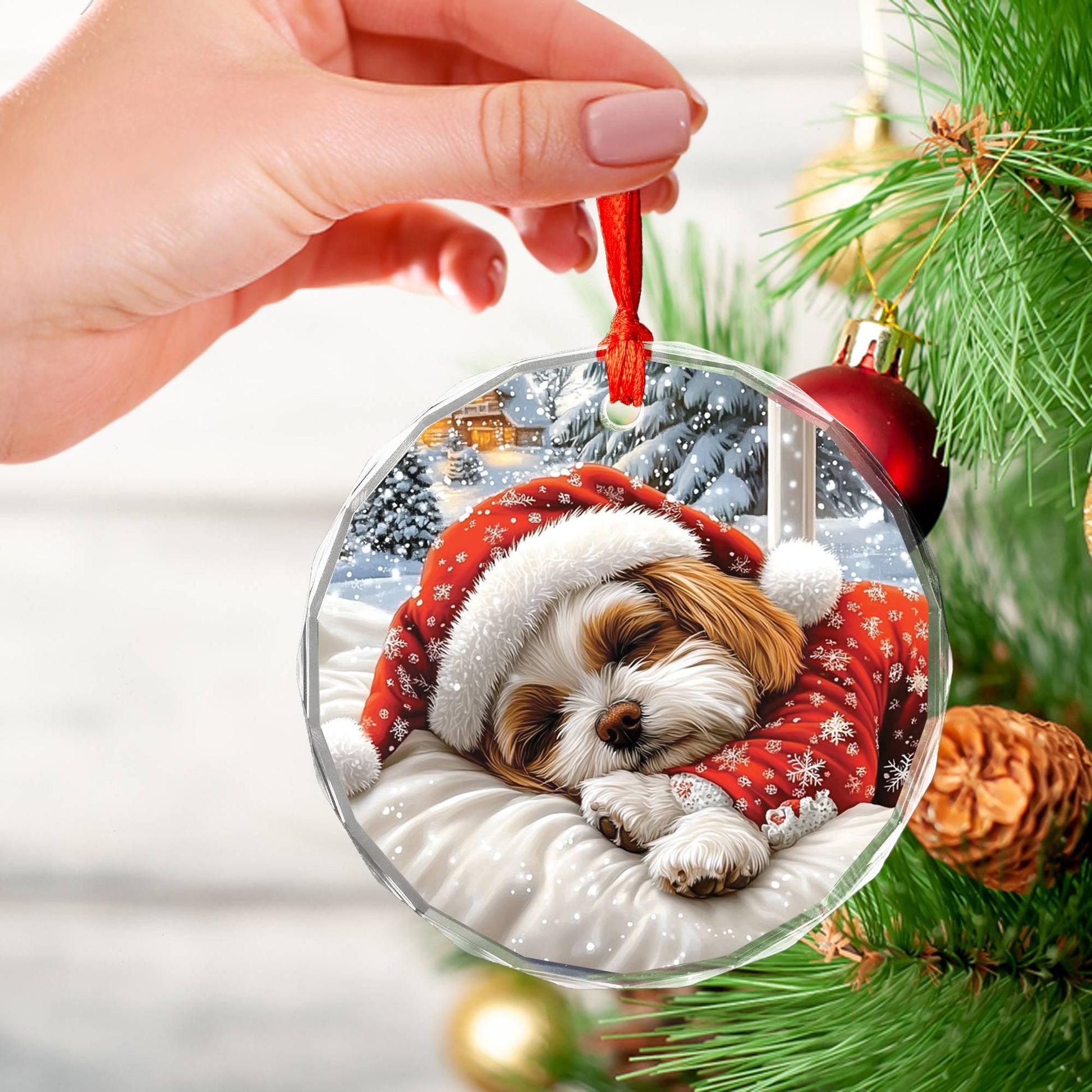 Shih Tzu Dog Sleeping In Bed Design 1