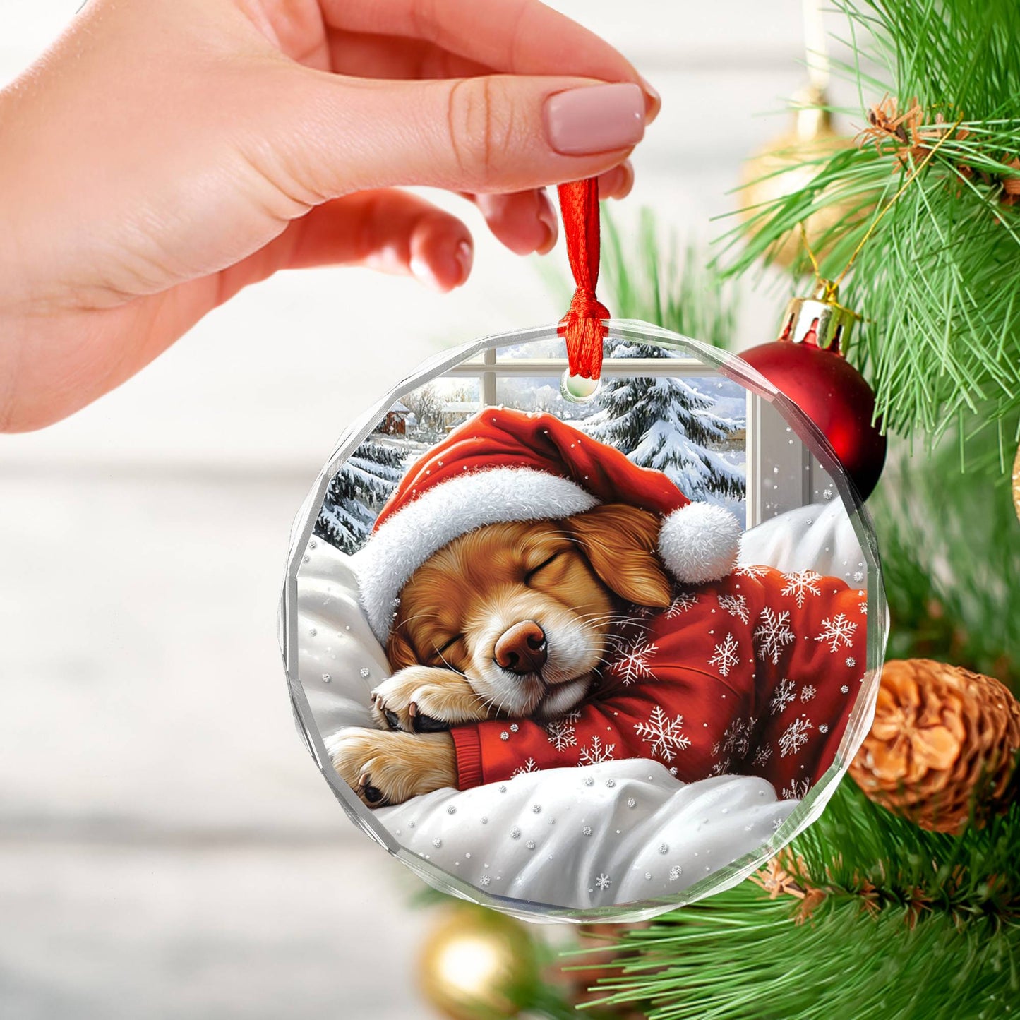 Golden Retriever Dog Sleeping In Bed Design 4