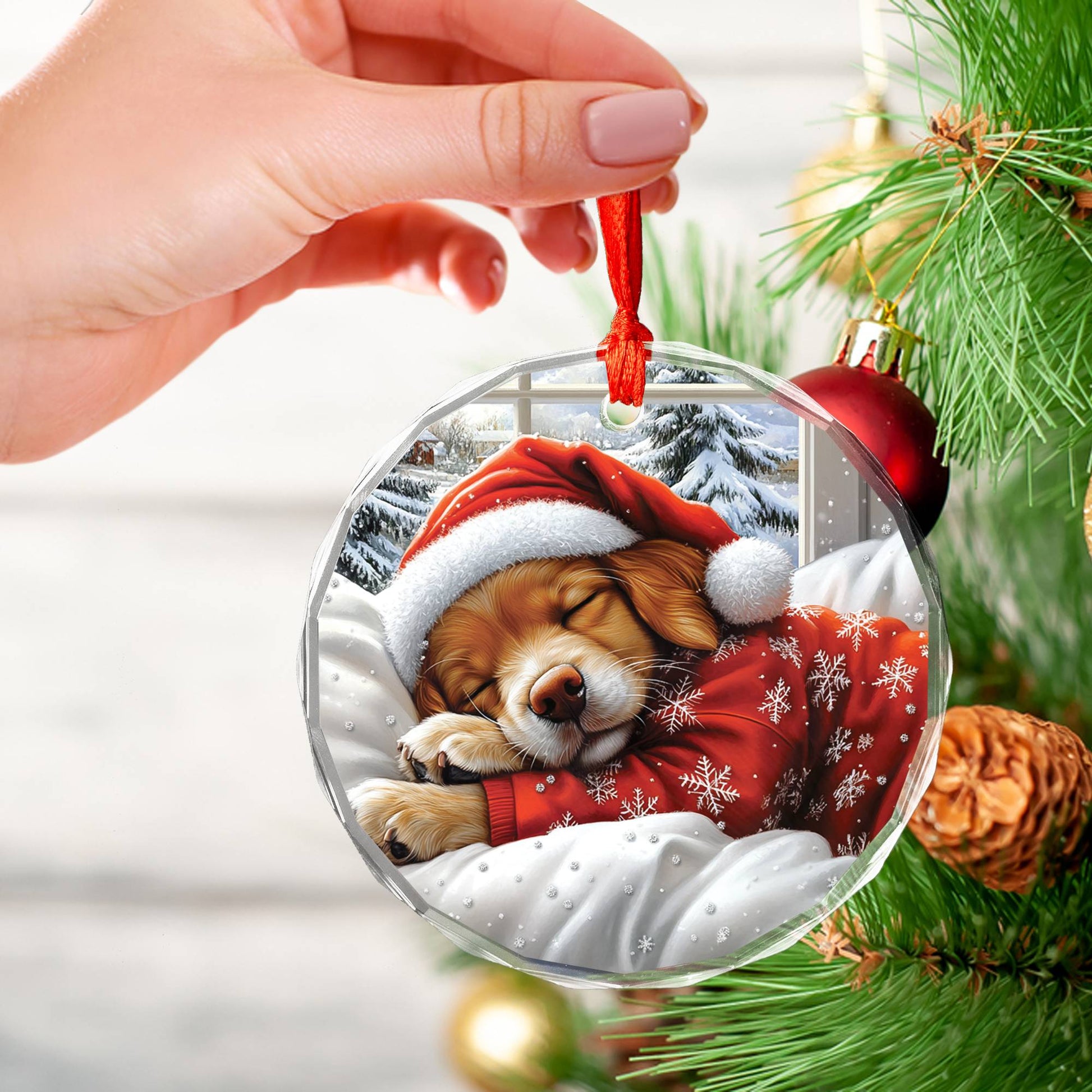 Golden Retriever Dog Sleeping In Bed Design 4