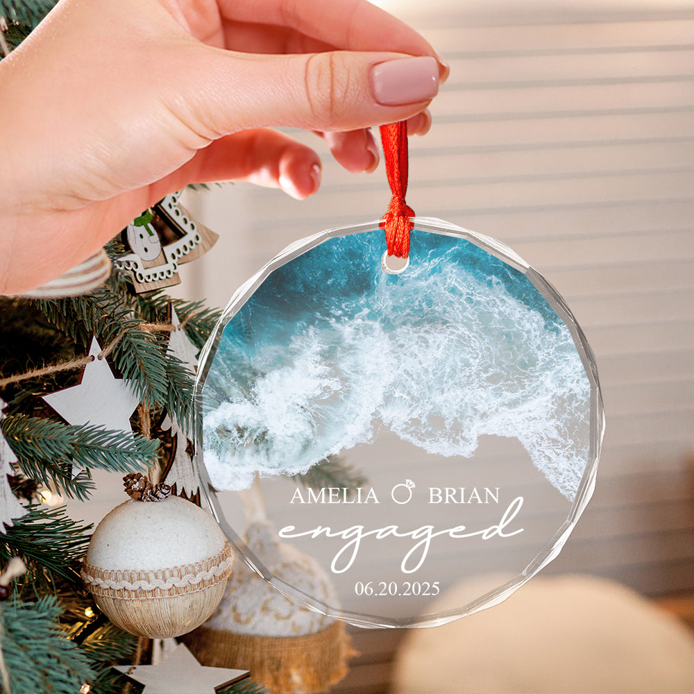 Custom Name And Date Engaged Weding Ocean Design