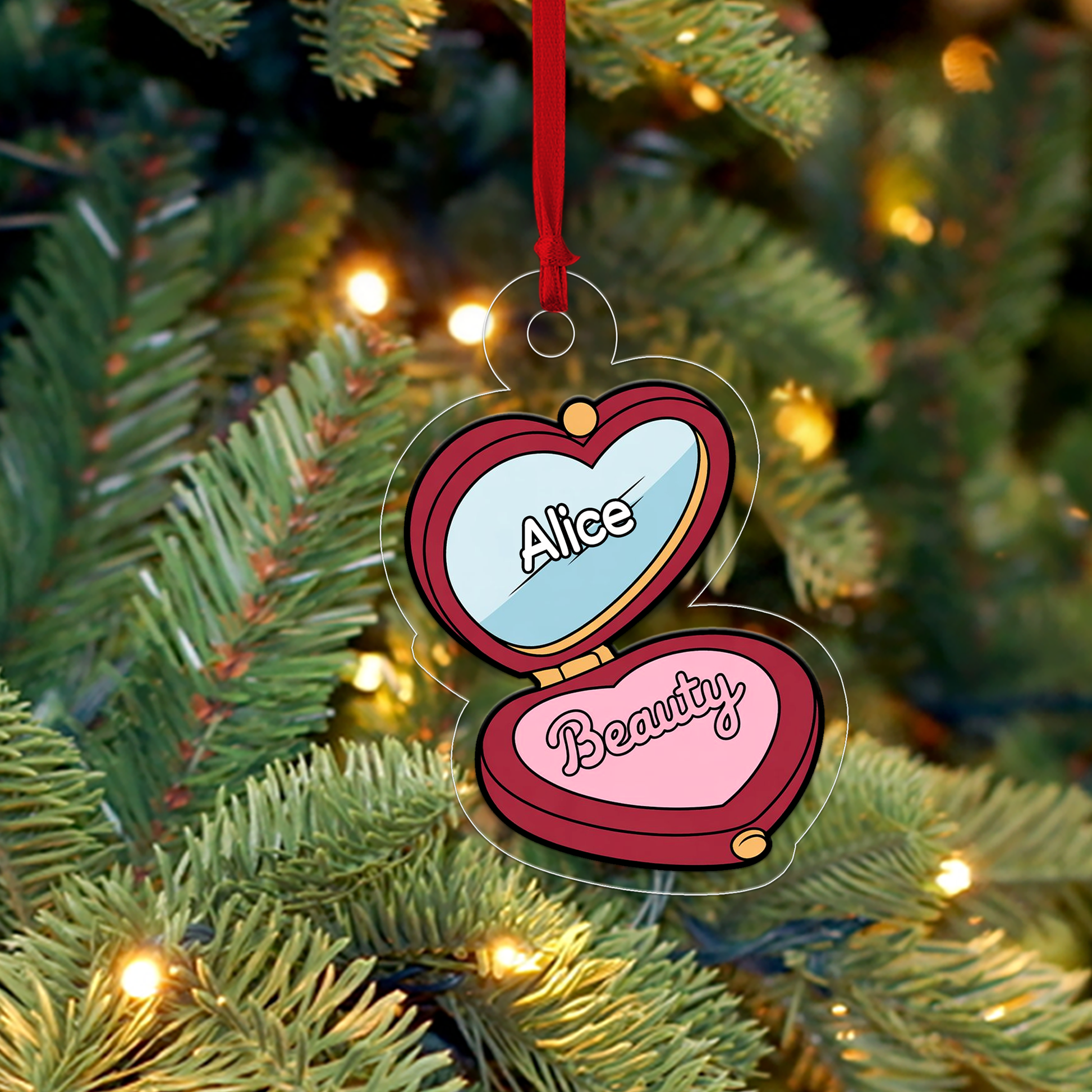 Personalized Beauty Locket Makeup Compact Ornament, Christmas Decor, Beauty Ornaments, Makeup Artist Ornament, Xmas Makeup Gifts