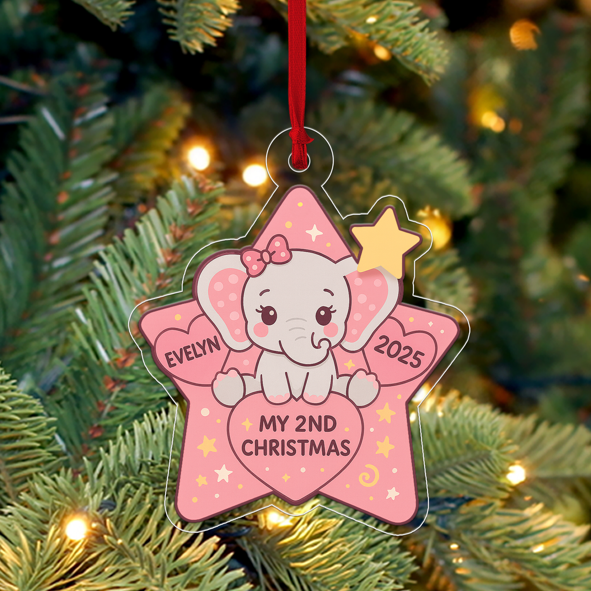 Personalized Elephant Ornament, Christmas Decor, Elephant Christmas Home Decor, Elephant Gift, Custom Kids Gift, Elephant Baby Shower