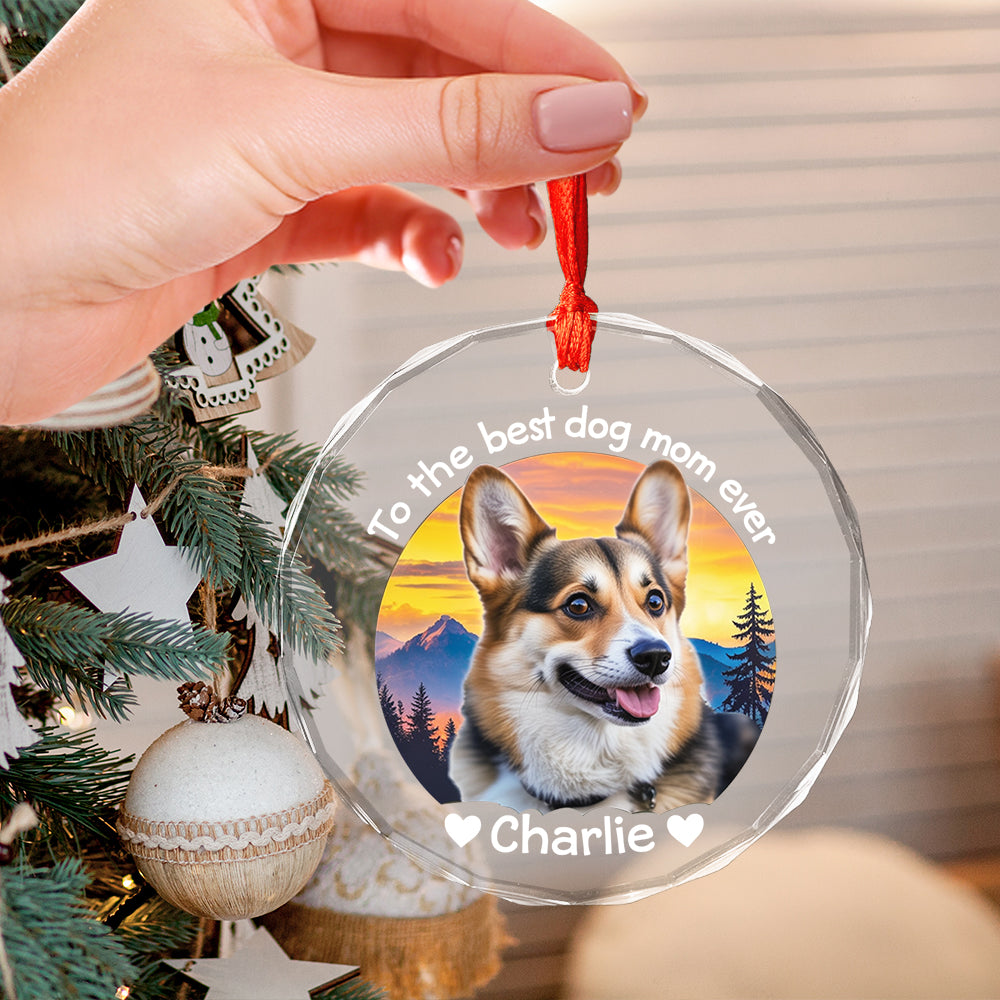 Custom Photo To the Best Pet Parent Ever – Round Glass Ornament