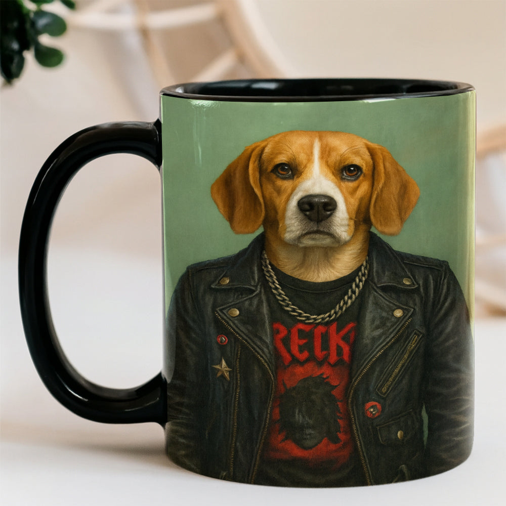 Custom Photo Rock n Roll Dog Mug _ Gift For Dog Lovers