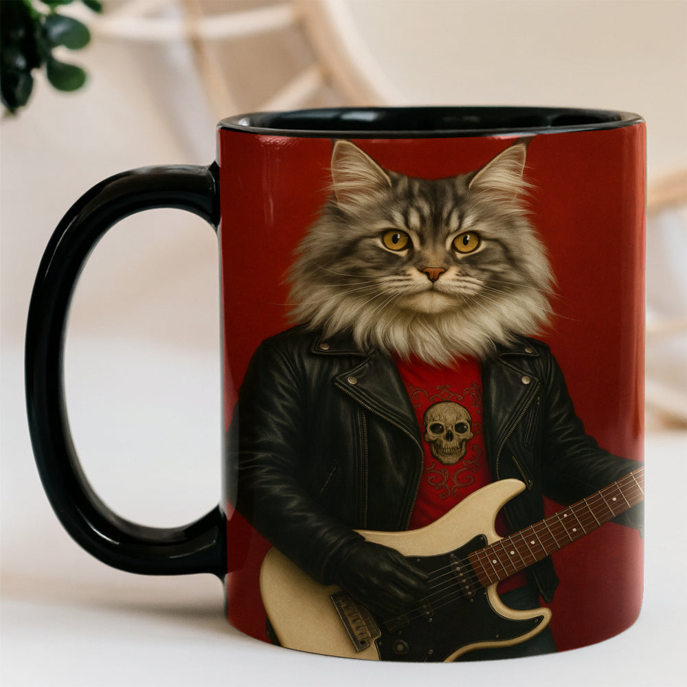 Custom Photo Guitarist Cat MugGift For Cat