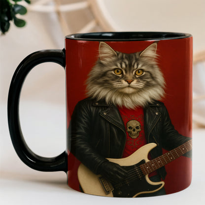 Custom Photo Guitarist Cat MugGift For Cat