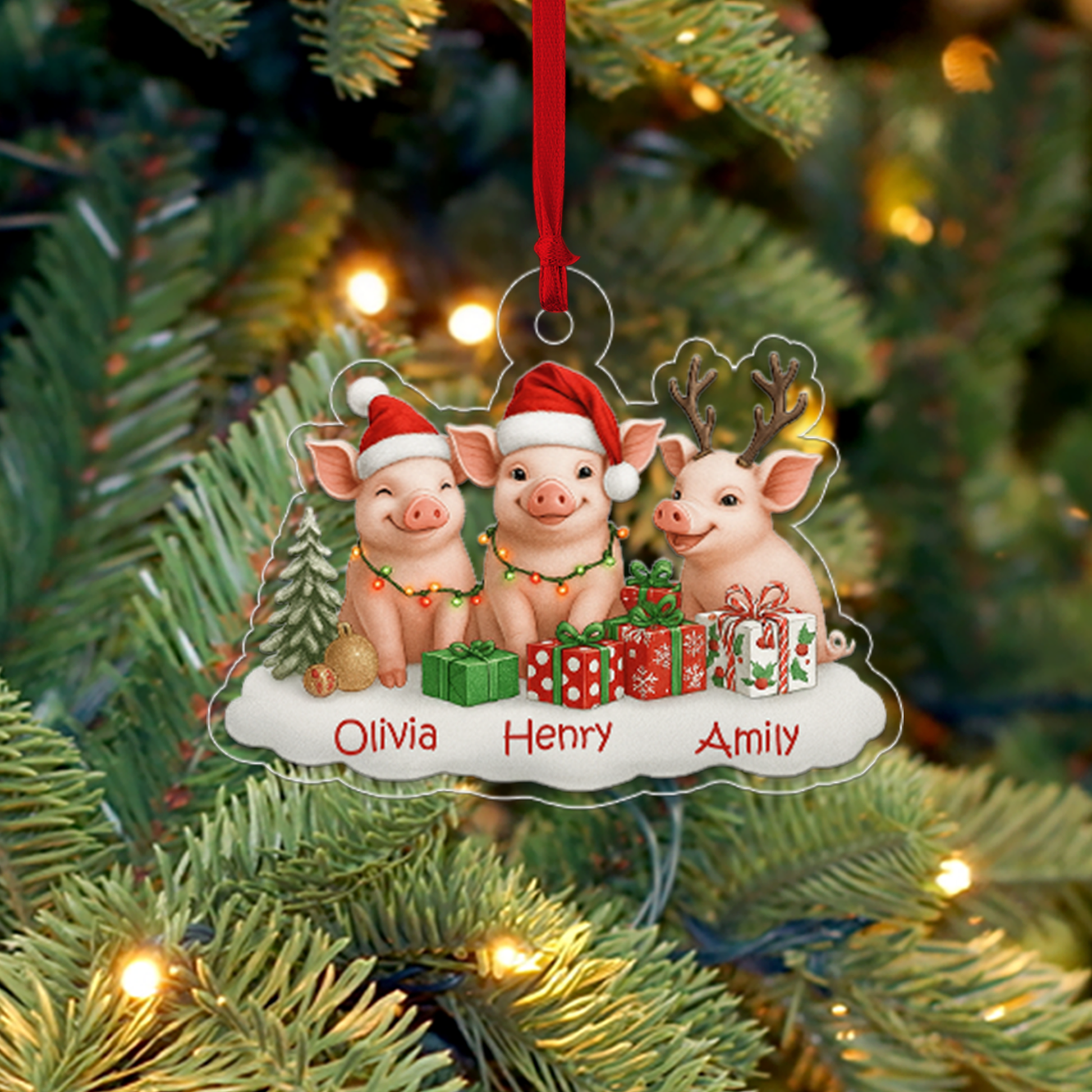 Custom Name Xmas Pig Animal Lover