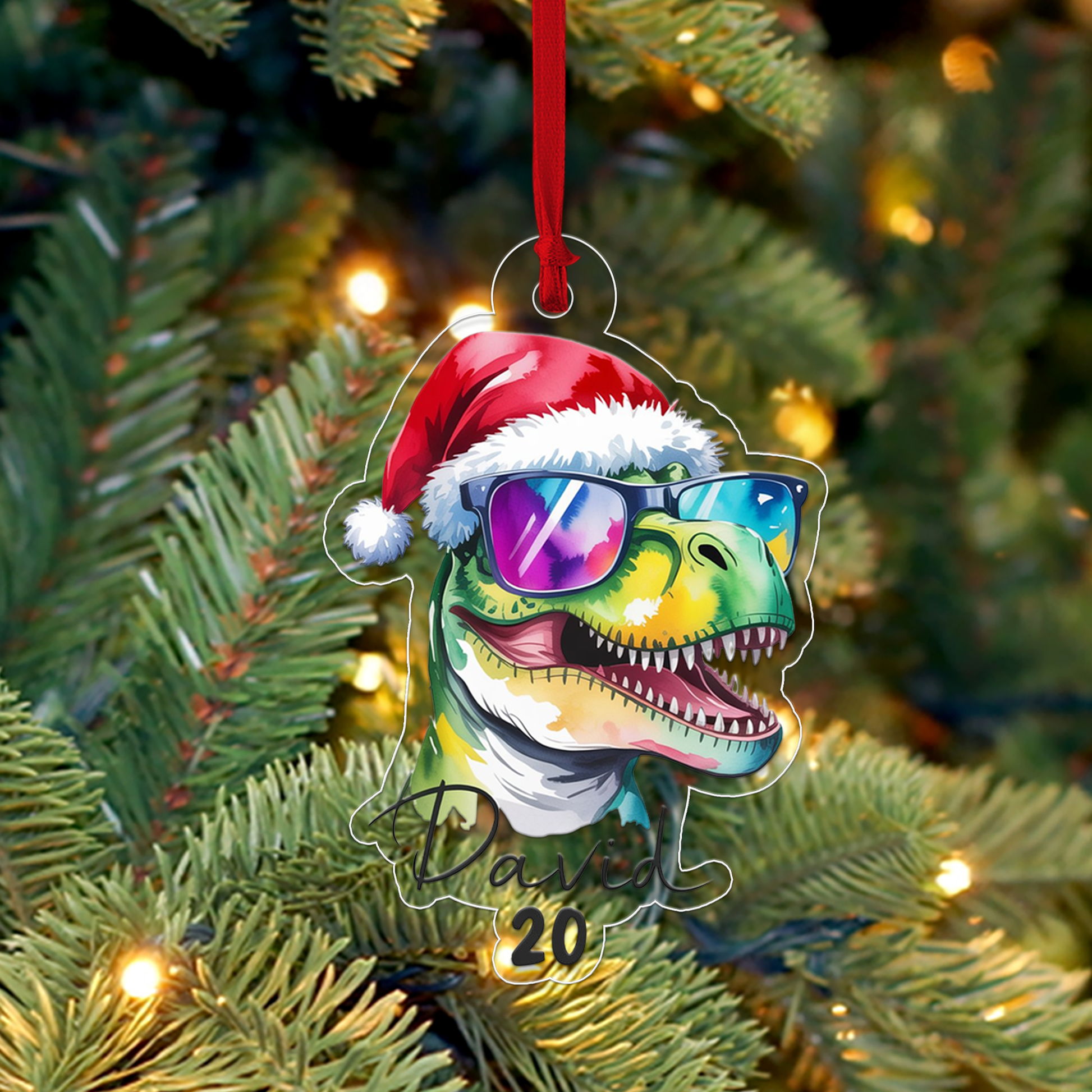 Custom Name Christmas Dinosaur