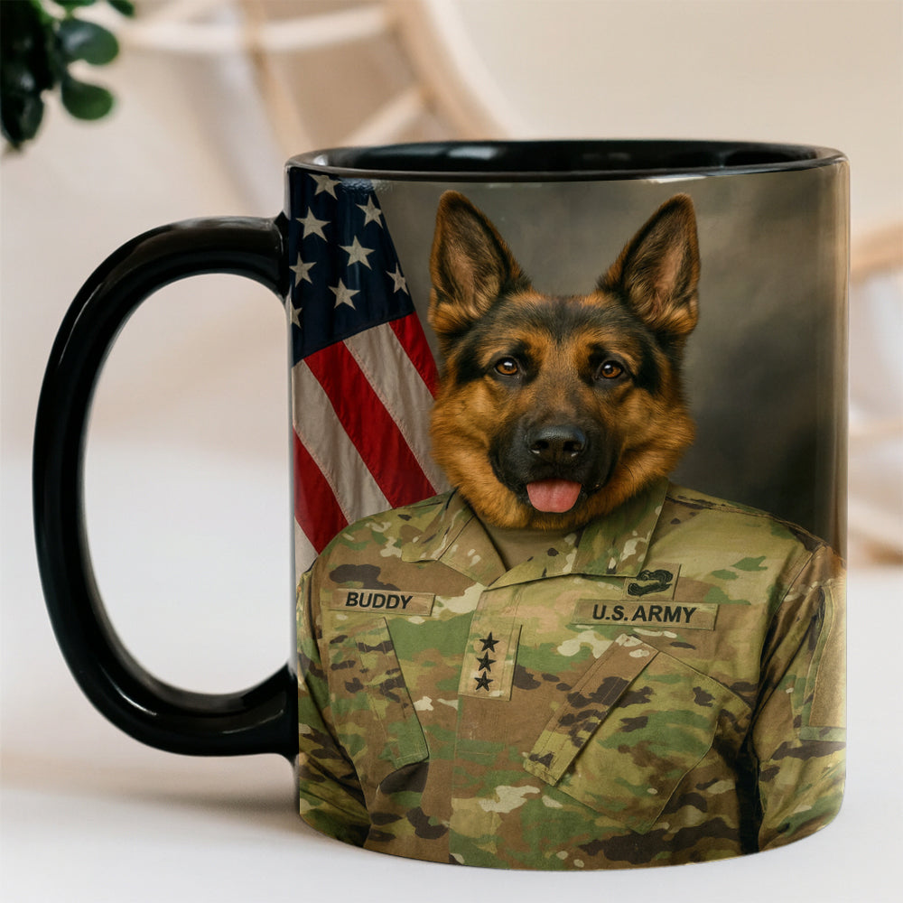 Custom Dog Photo Us Army Mug _ Gift For Dog Lovers