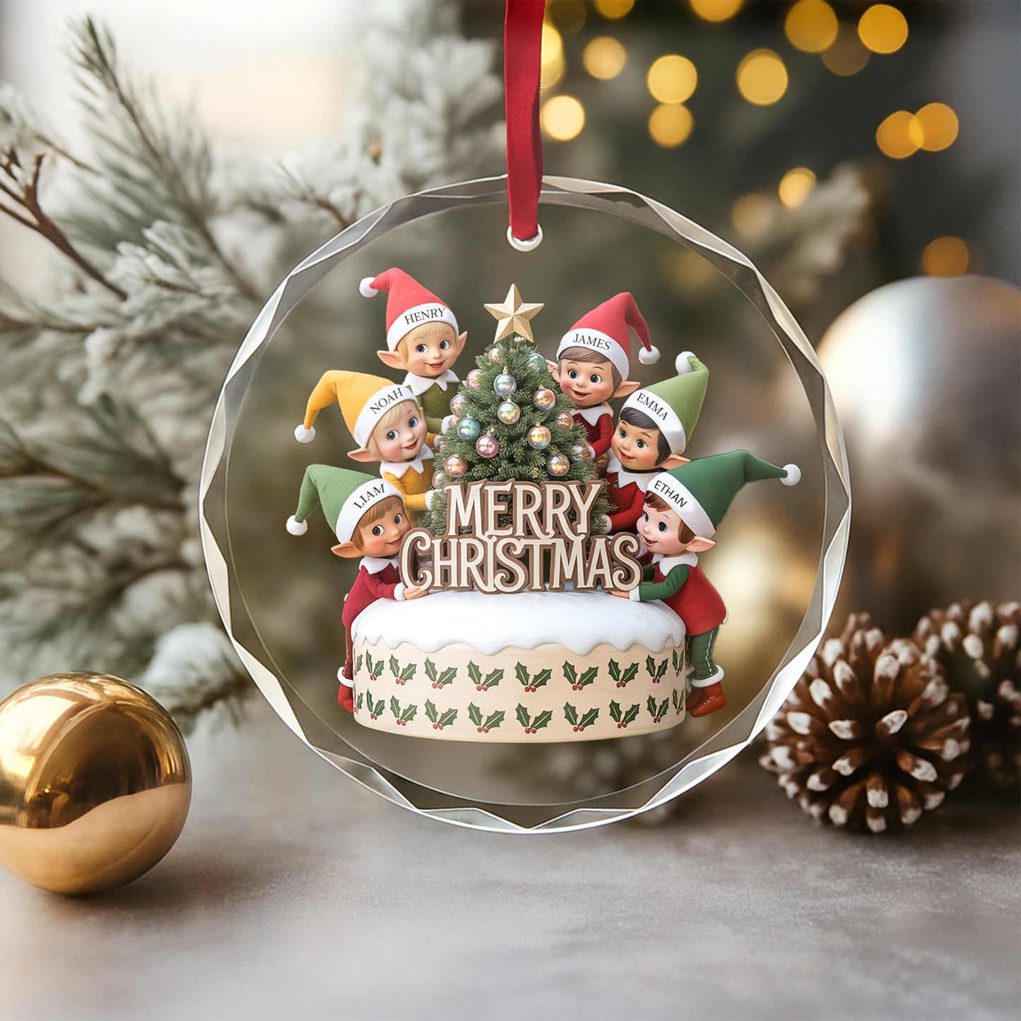 Personalize Xmas Family member name ornament