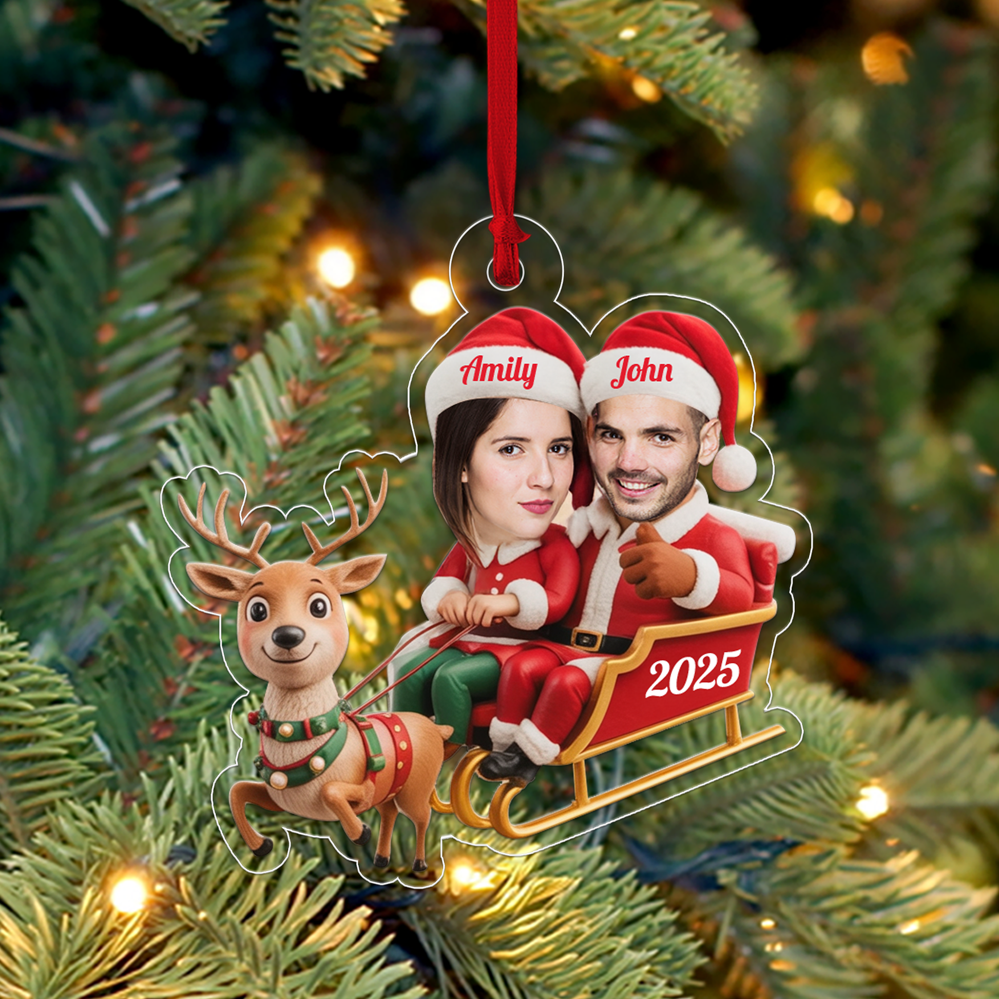 Custom Photo Couple Reindeer