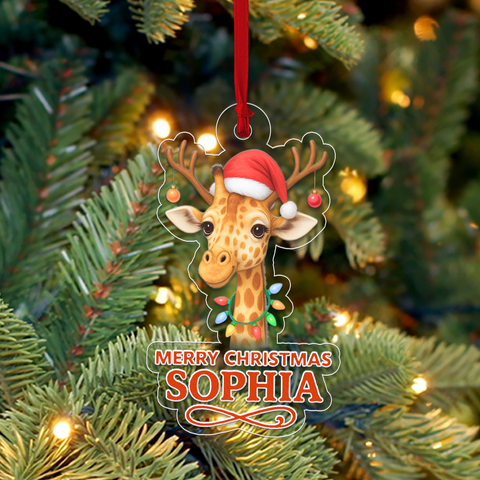 Custom Name Giraffe Merry Christmas2