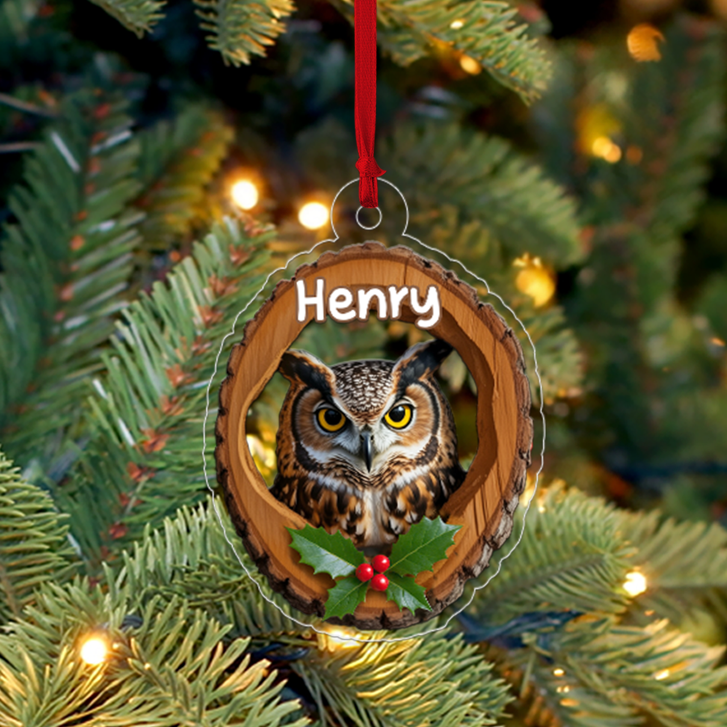 Custom Name Owl Ornament for Animal Lovers Gift