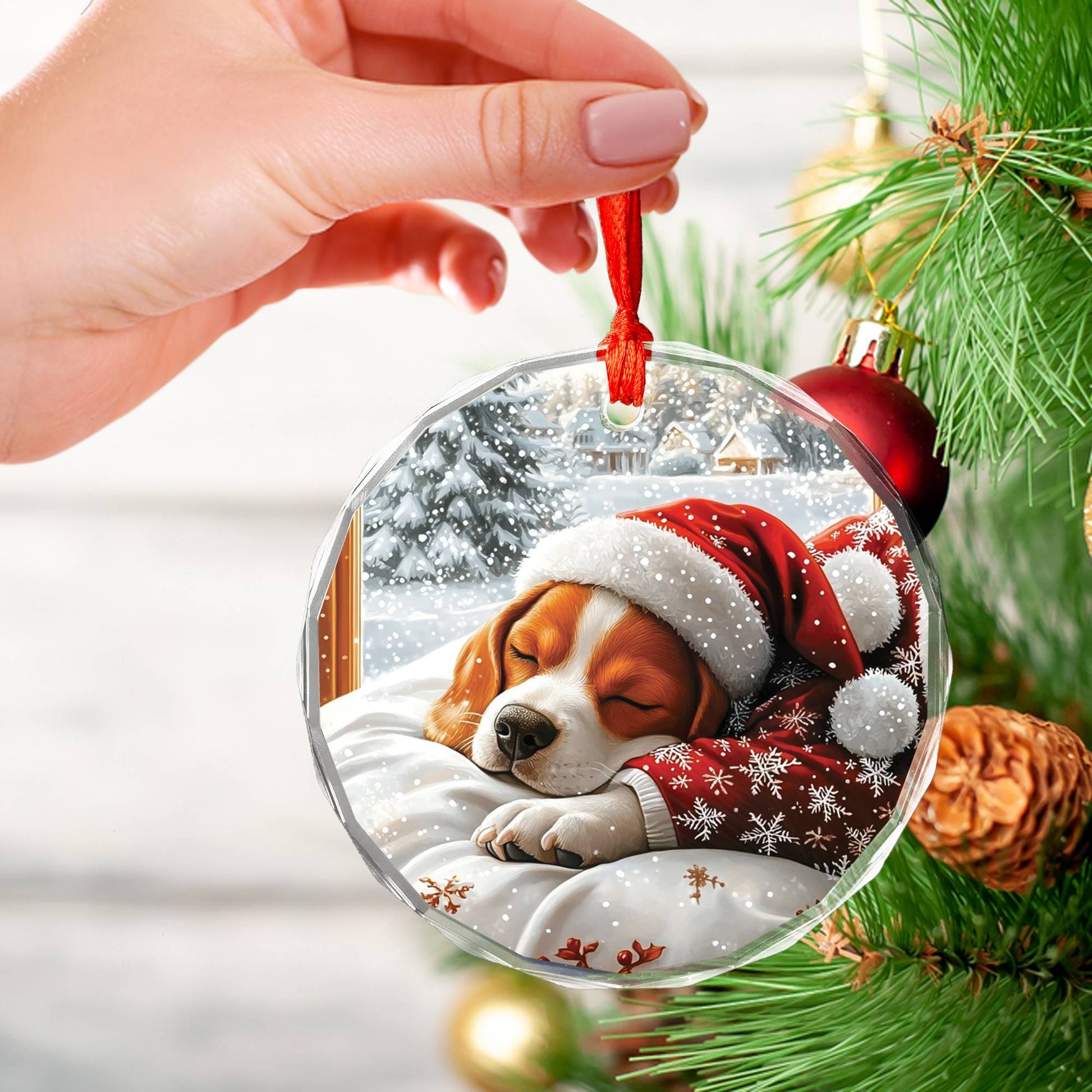 Beagle Dog Sleeping In Bed Design 1
