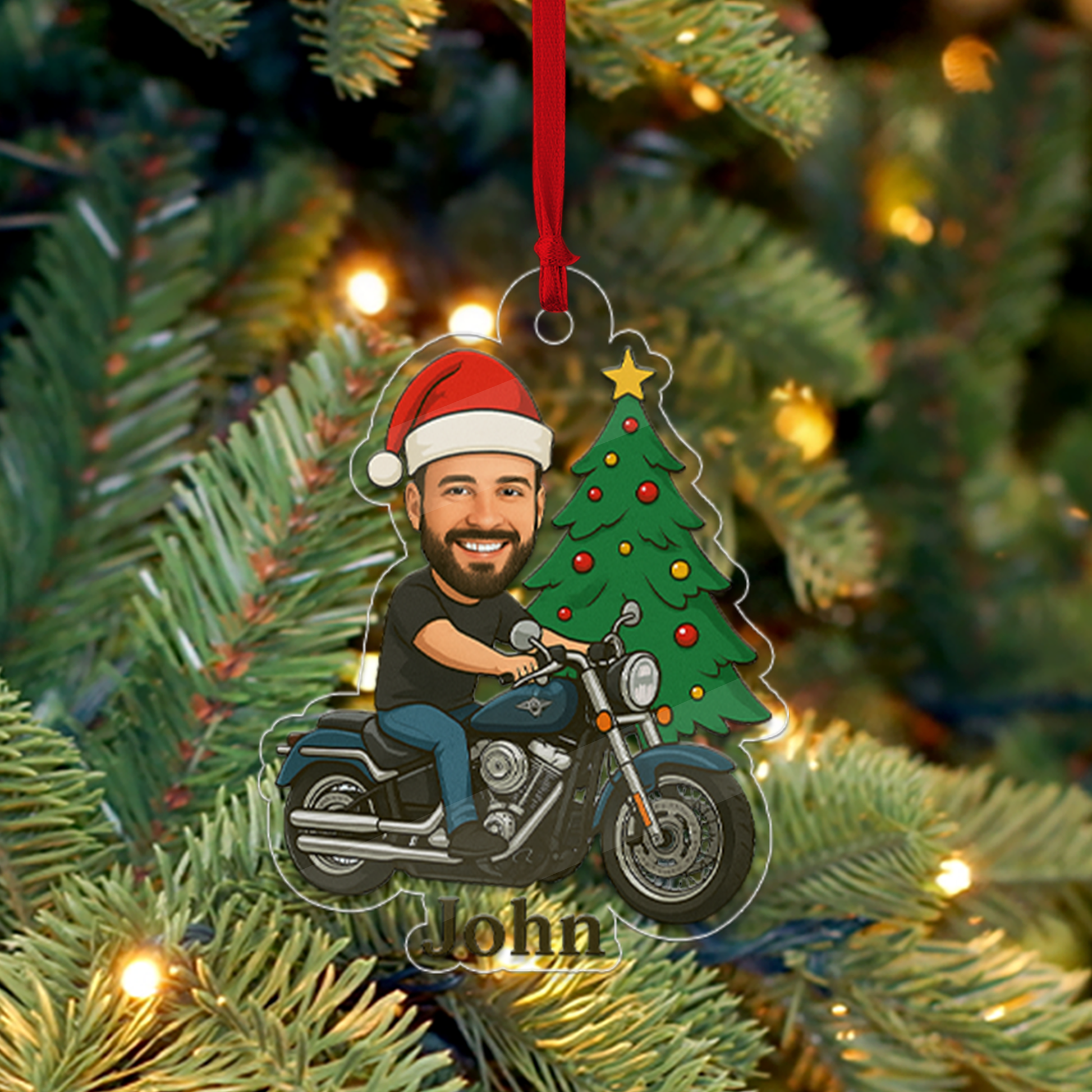 Custom Photo Motorbike Ornament, Unique Gift for Motorbike Lovers, Biker Christmas Ornament, Xmas Gift for Biker