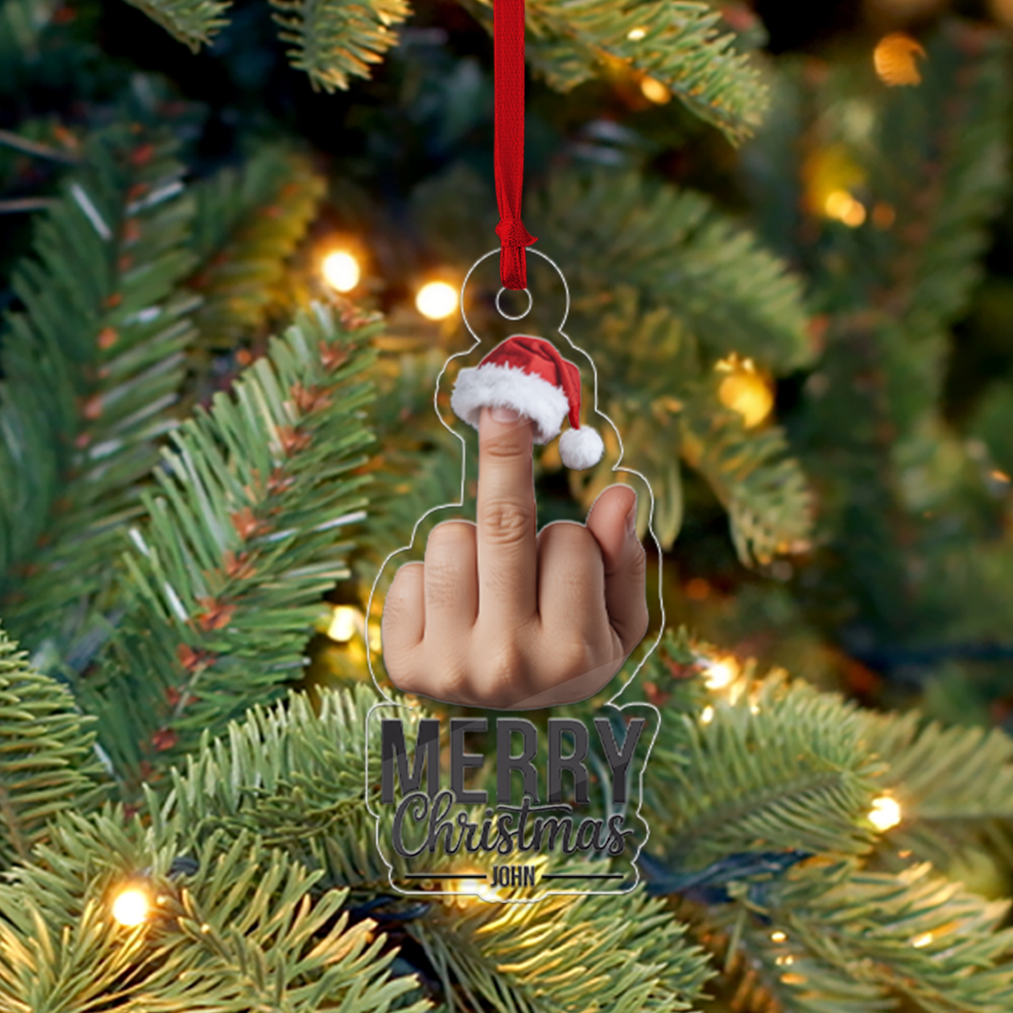 Personalized Middle Finger Merry Christmas, Merry Fucking Christmas Keepsake, Funny Gifts for Best Friends, Funny Merry Xmas Ornament