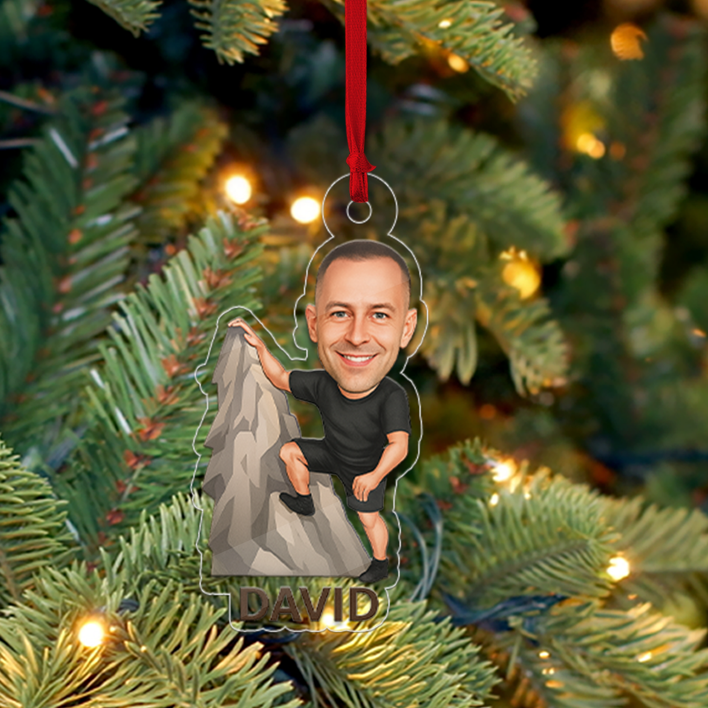 Custom Photo Climbing Acrylic Ornament, Mountain Climbing Christmas Ornament, Climber Christmas Ornament, Gift for Climbers