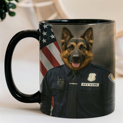Custom Dog Photo Policeman Mug _ Gift For Dog Lovers
