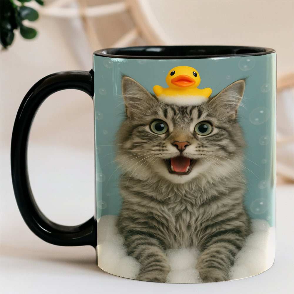 Custom Photo Cat In Bathtub With Duck Toy Mug