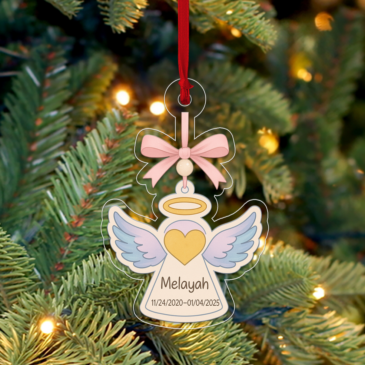 Personalized Angel Wing Ornament, Custom Name Christmas Ornament, Baptism Gift, Memorial Ornament, Christmas Home Decor, Xmas Gift