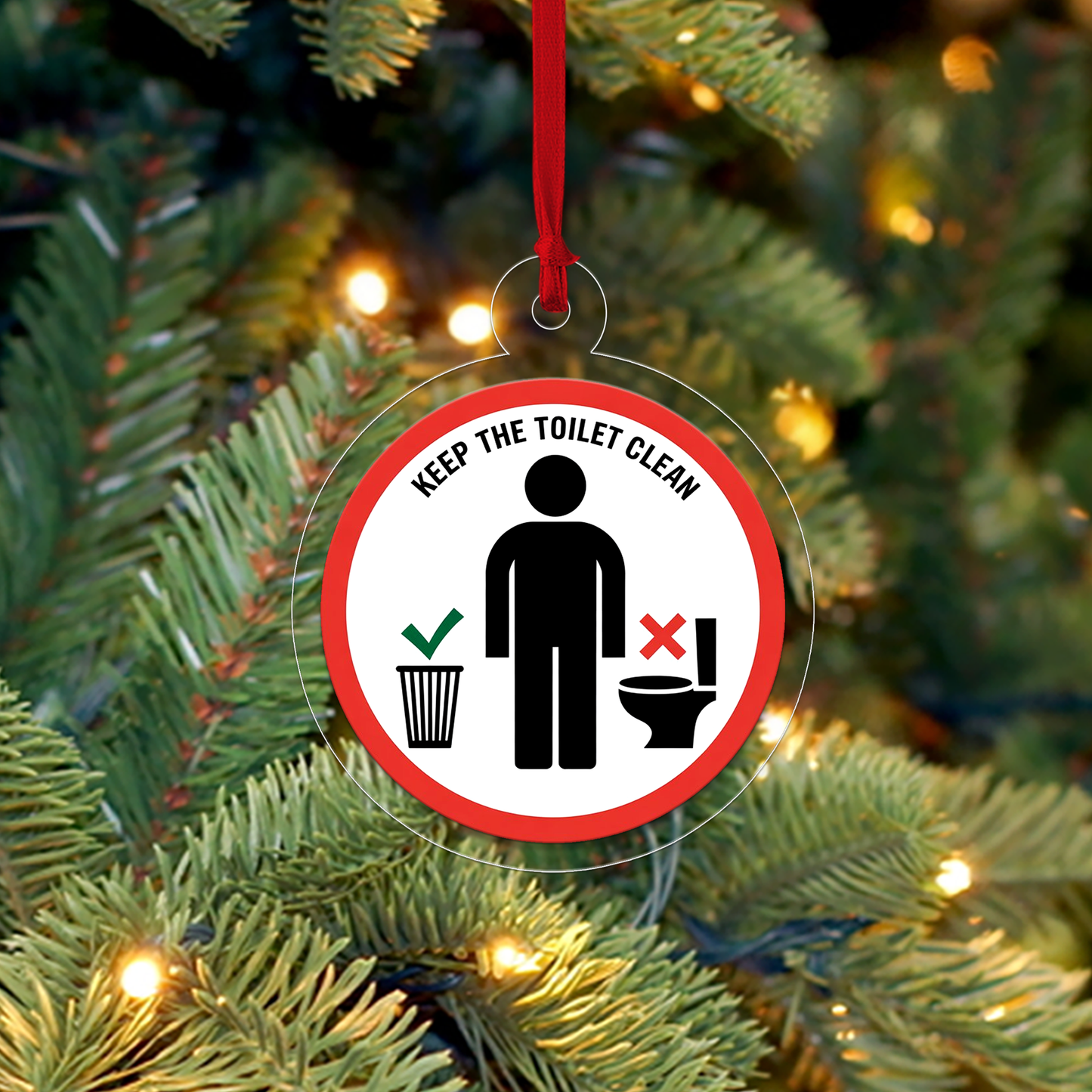 Funny Keep The Toilet Clean Ornament, Christmas Decor, Christmas Tree Decoration Man On Toilet Humorous, Toilet Ornament