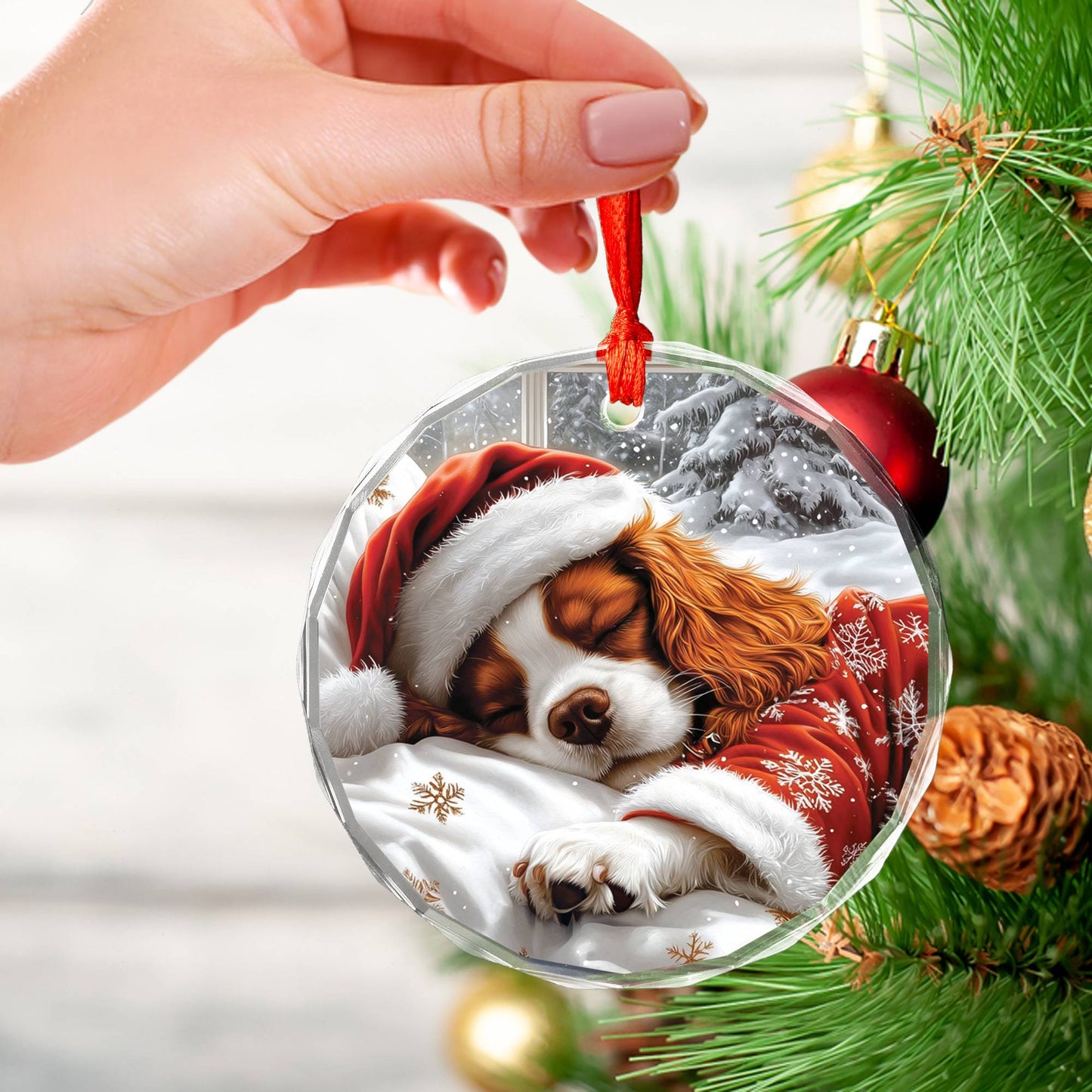 Cavalier King Charles Spaniel Dog Sleeping In Bed Design 2