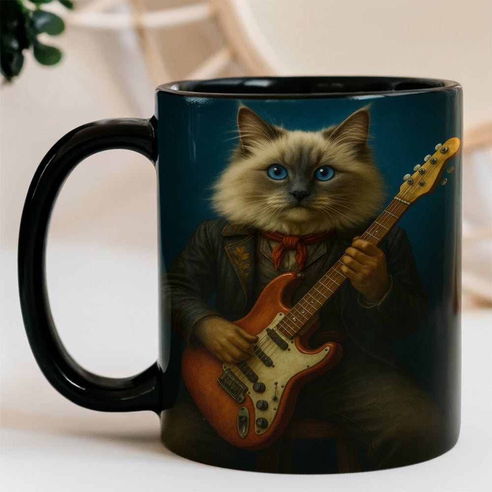 Custom Photo Cat Rock n Roll Mug Gift For Cat Lovers