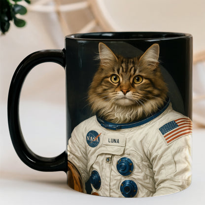 Custom Photo Cat Astronaut Mug _ Gift For Cat Lovers