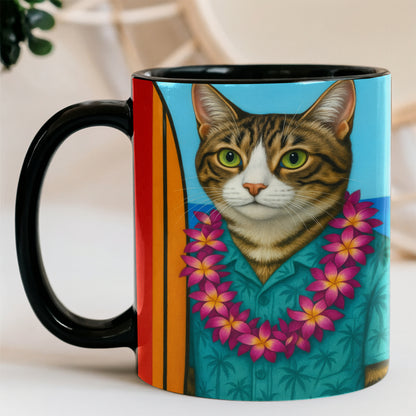 Custom Photo Surfer Cat MugGift For Cat Lovers