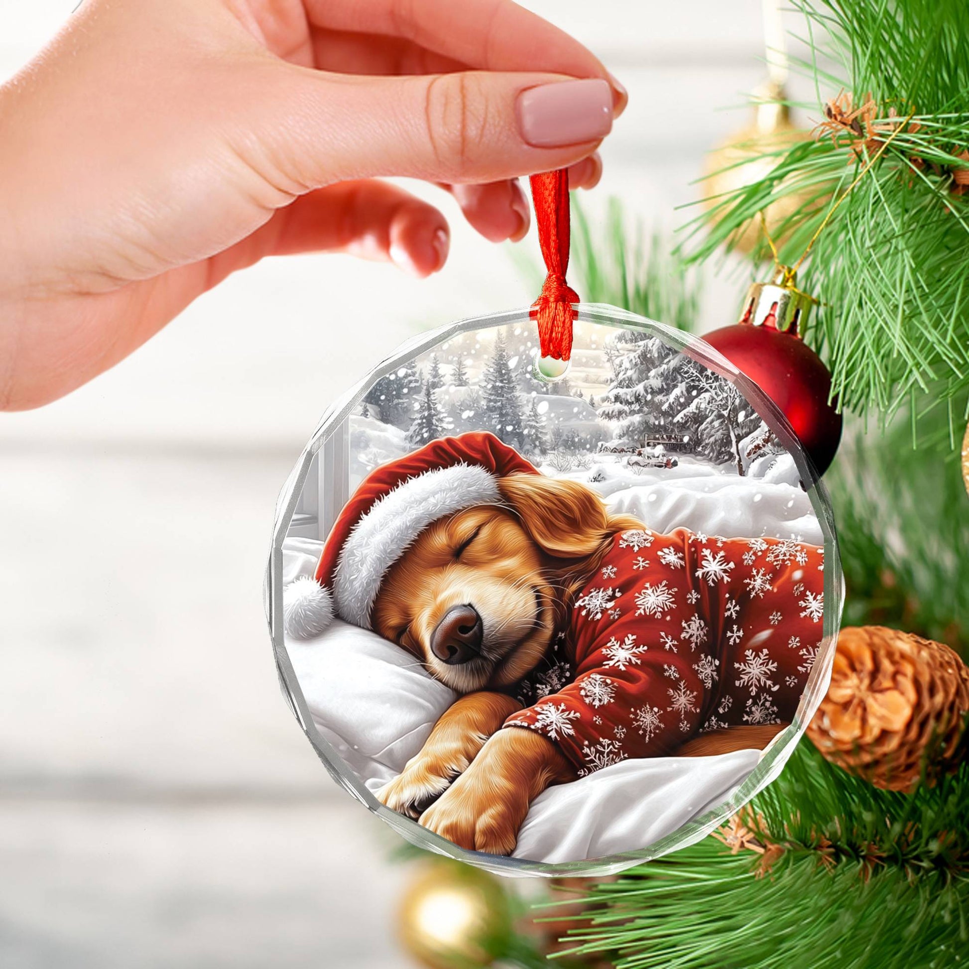 Golden Retriever Dog Sleeping In Bed Design 1