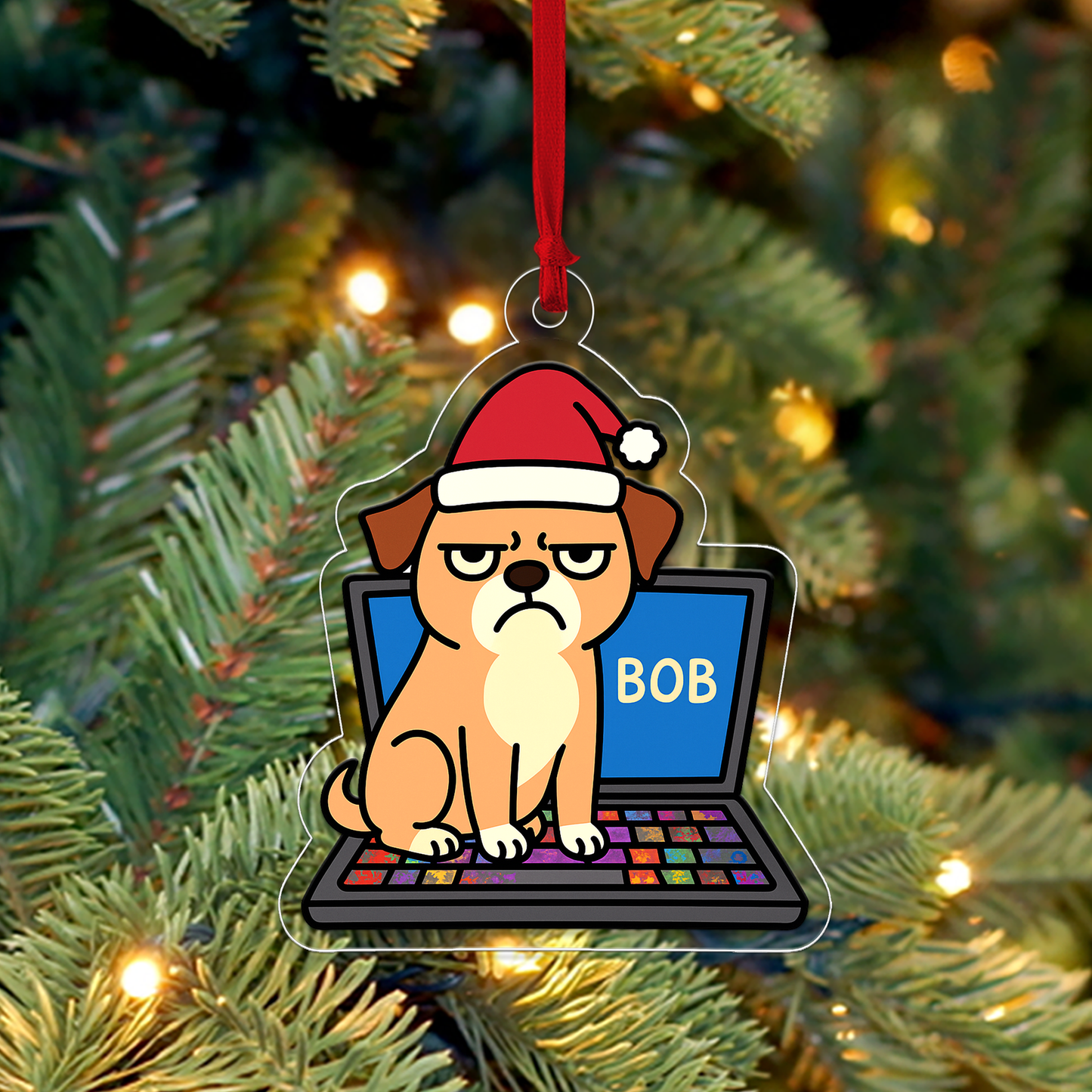 Personalized Dog Upset On Laptop Christmas Ornament, Christmas Decor, Dog Lover Gifts, Funny Ornament, Office Gift