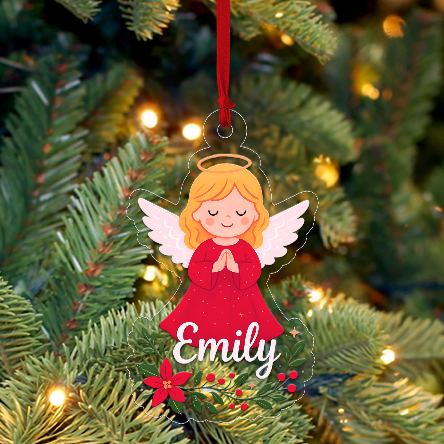 Personized Christmas Angel Ornament, Custom Name Christmas Ornament, Baptism Gift, Nativity Ornament, Christmas Home Decor, Xmas Gift