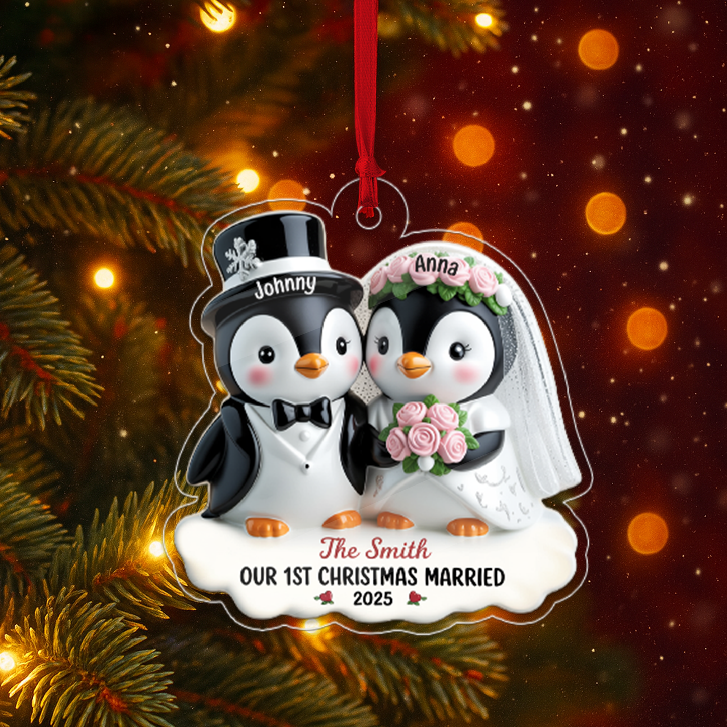 Custom Wedding Penguin Couple