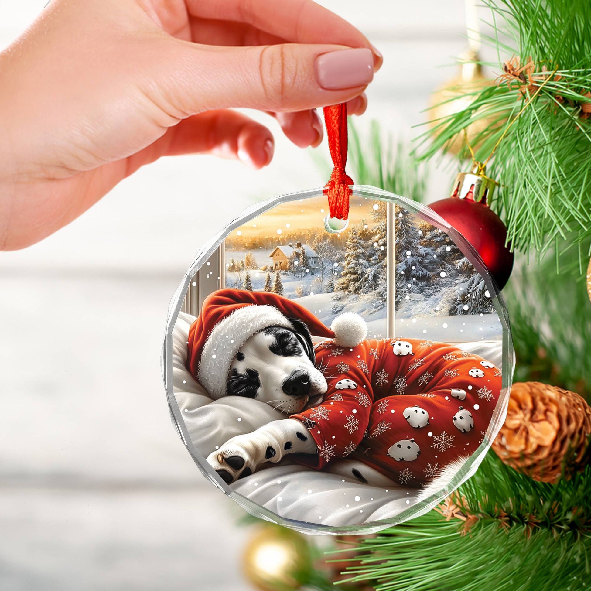 Dalmatian Dog Sleeping In Bed Design 1