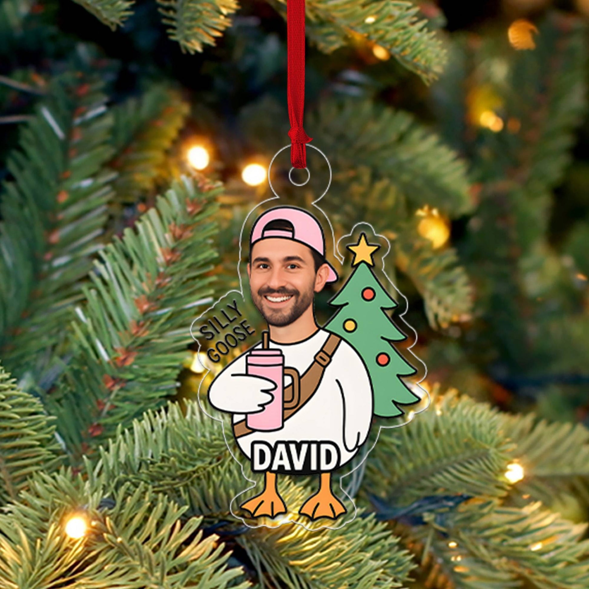 Custom Photo Silly Goose Ornament, Personalized Photo Gift, Funny Goose Decoration, Christmas Photo Ornament
