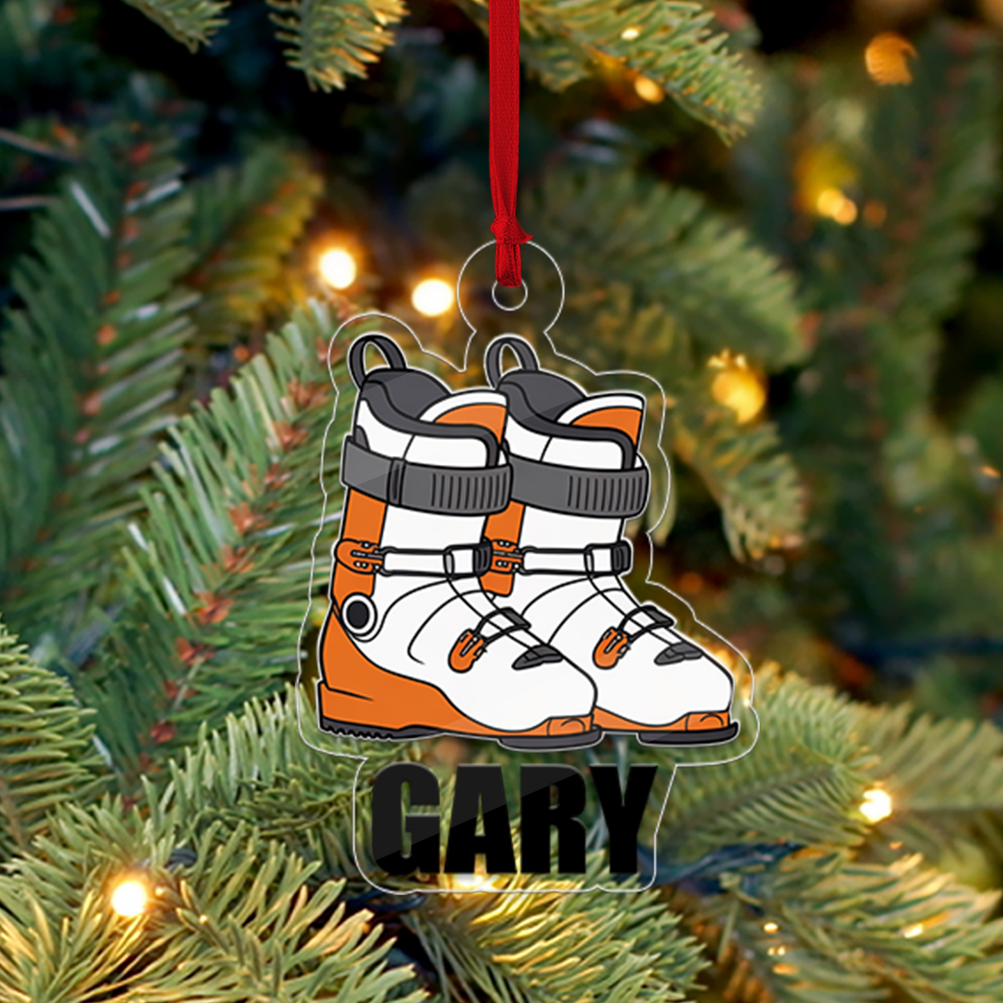 Custom Name Ski Boots Christmas Ornament 2 Acrylic Ornament Christmas Gift