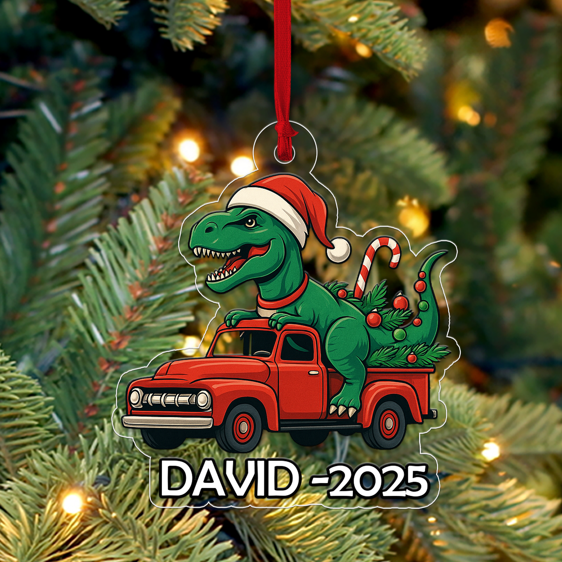 Custom Name Truck Boys Dinosaur Xmas