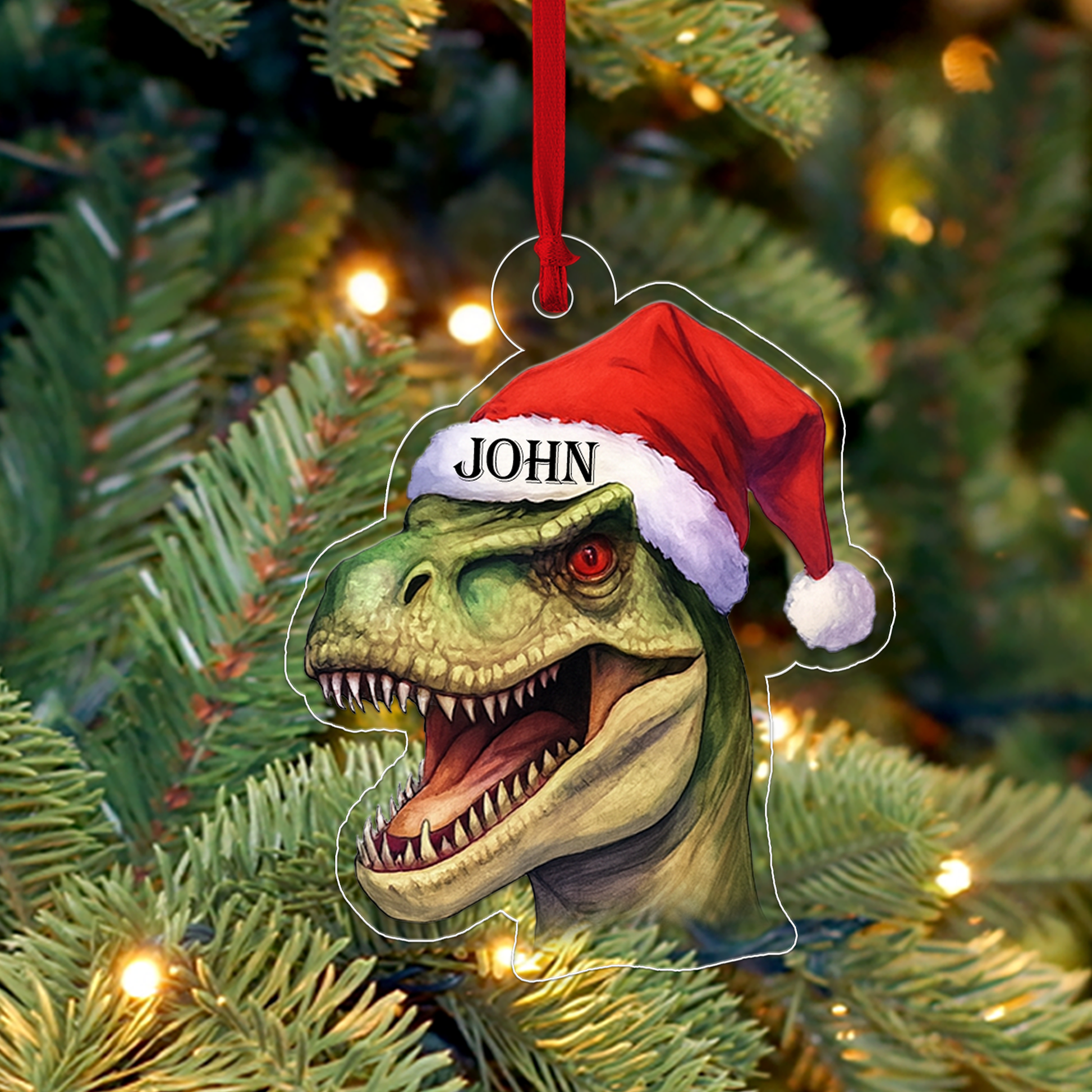 Custom Name Dinosaur Santa Xmas