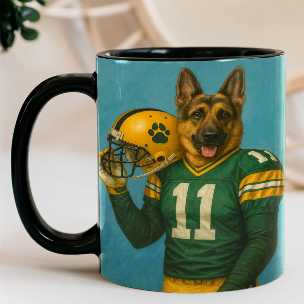 Custom Dog Photo Football Player Mug