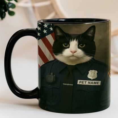 Custom Cat Photo Policeman Mug _ Gift For Cat Lovers