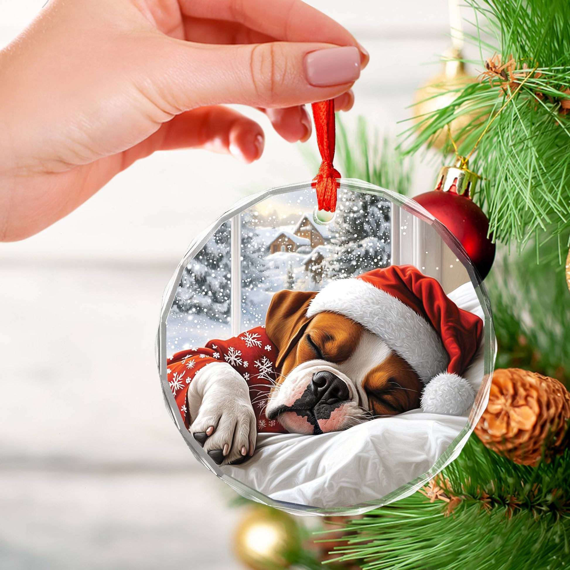 Boxer Dog Sleeping In Bed Design 2