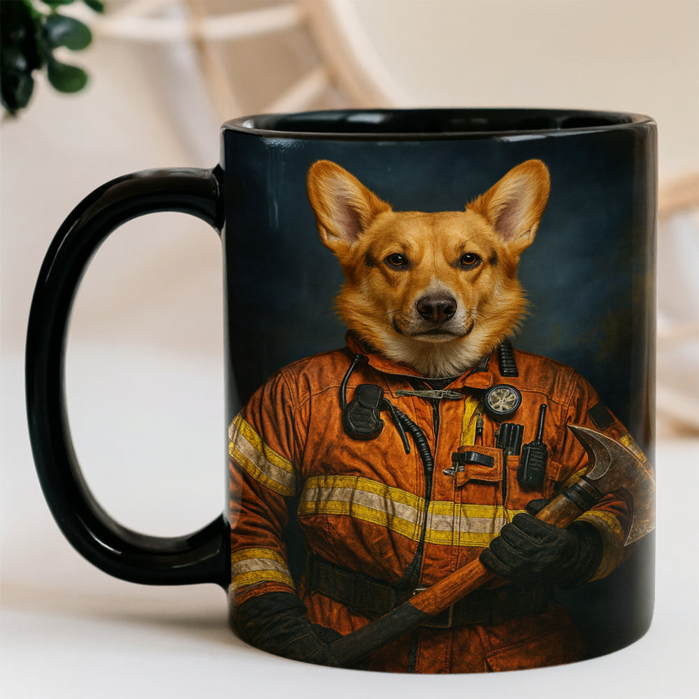 Custom Dog Photo Firefighter Mug _ Gift For Dog Lovers