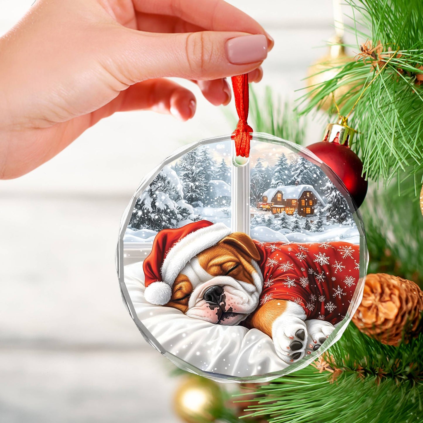 Bulldog Sleeping In Bed Design 2