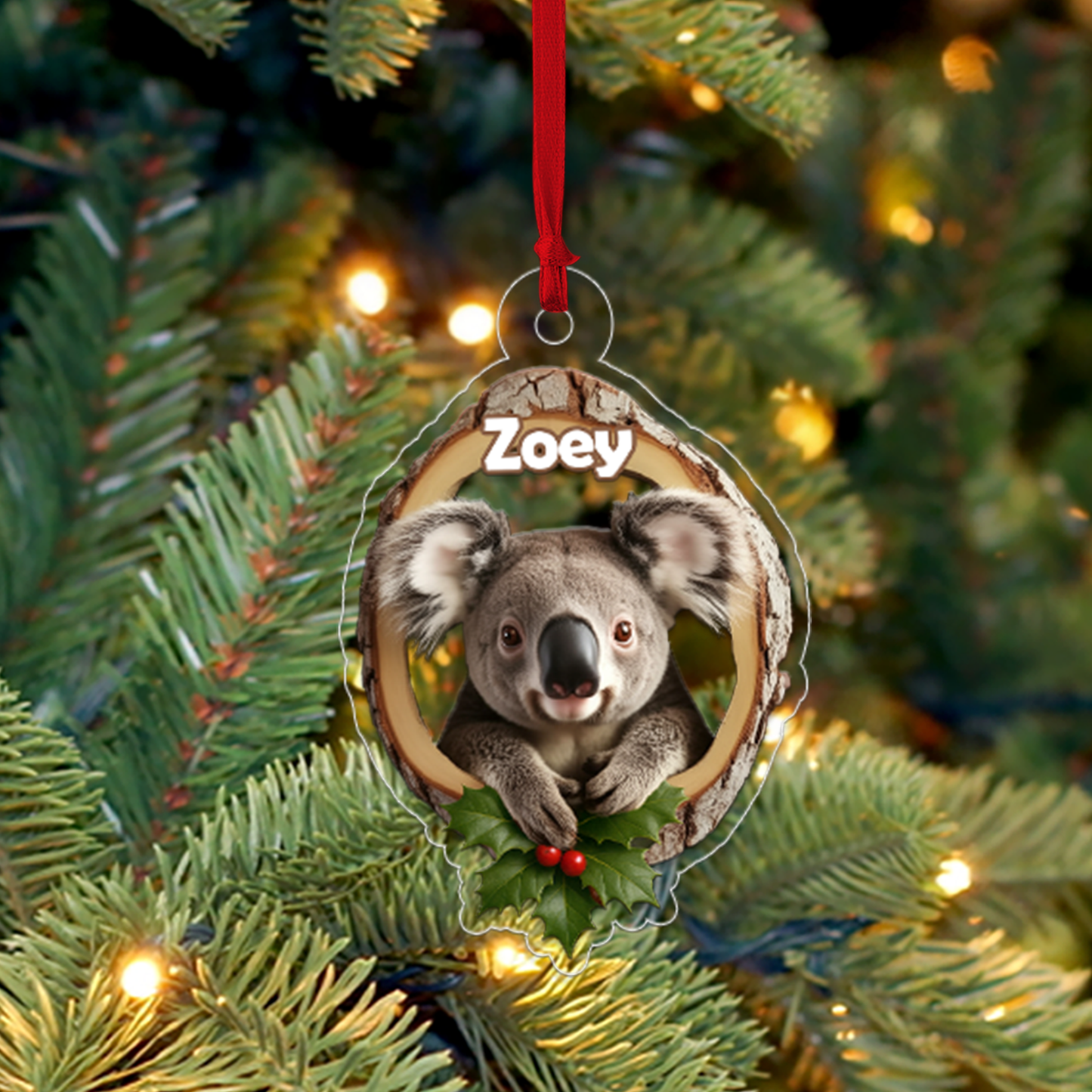 Custom Name Koala Forest Animal Christmas