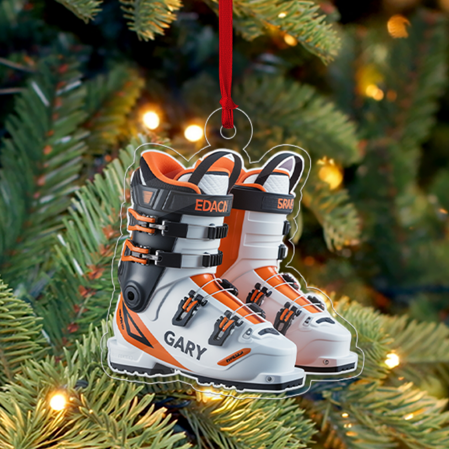 Custom Name Ski Boots Christmas Ornament Acrylic Ornament Christmas Gift