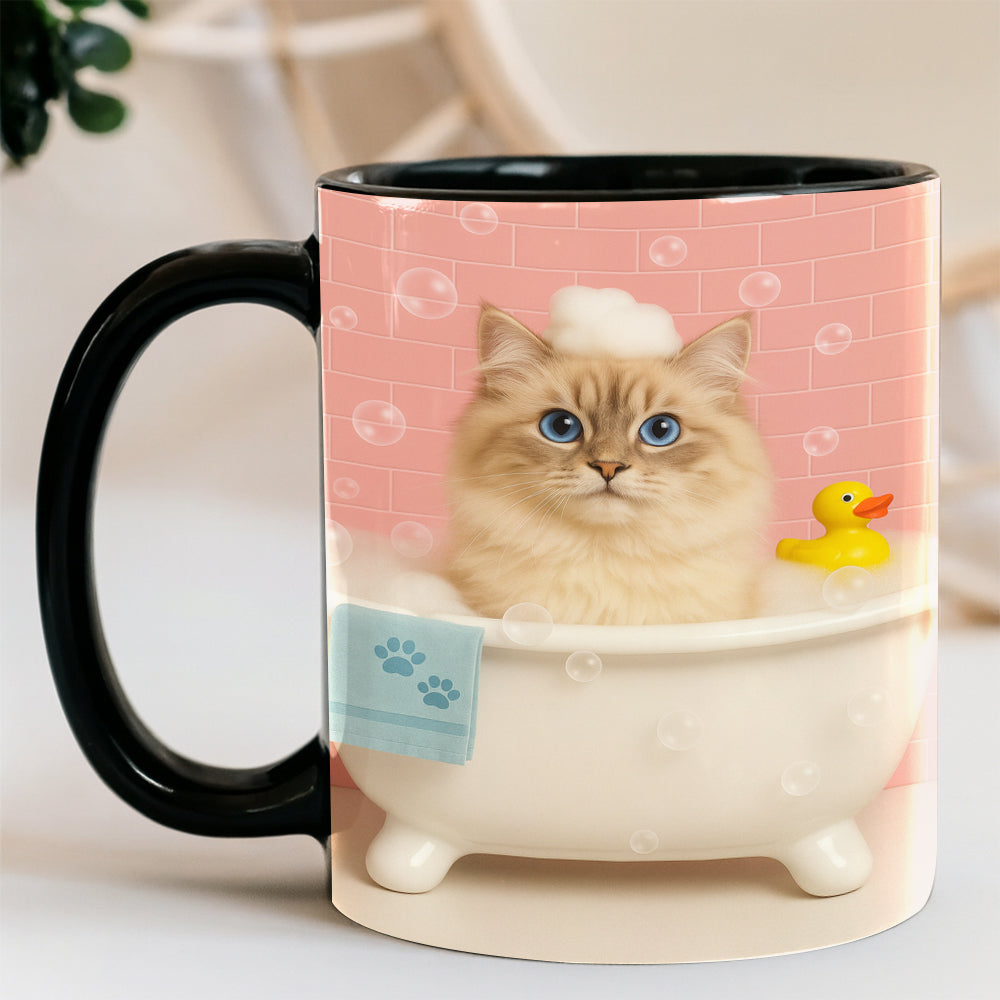 Custom Photo Cat In Bath Mug Gift For Cat Lovers