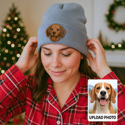 Personalized Pet Photo Beanie – Custom Dog Face Winter Hat, Cozy Knit Beanie for Pet Owners TH99B12