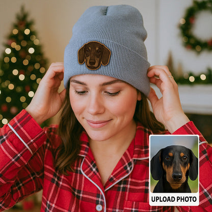 Custom Dog Photo Beanie Hat – Personalized Winter Knit Hat with Dog or Cat Photo, Perfect Gift Idea TH99B11