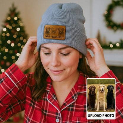 Custom Dog Photo Knit Beanie – Personalized Pet Winter Hat, Warm Gift for Dog Moms & Dads TH99B08